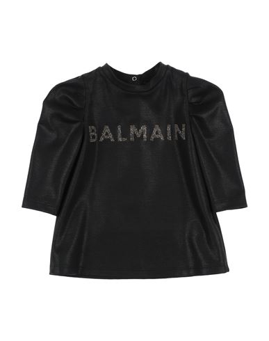 Shop Balmain Newborn Girl Baby Dress Black Size 3 Viscose, Polyamide, Elastane