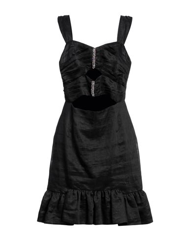 Shop Sandro Woman Midi Dress Black Size 10 Linen, Polyester
