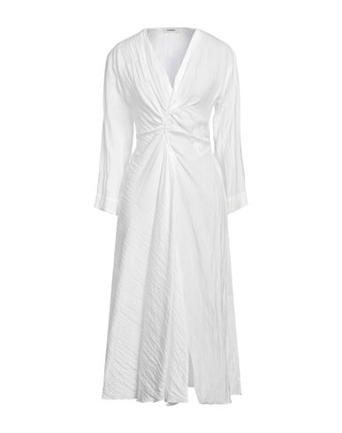 Shop Sandro Woman Midi Dress White Size 10 Acetate, Polyamide, Polyester
