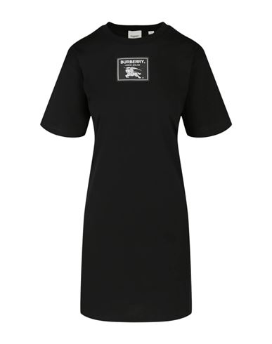 Burberry Logo Patch T-shirt Dress Woman Midi Dress Black Size M Cotton