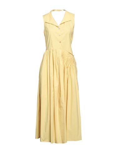 Gentryportofino Woman Midi Dress Light Yellow Size 8 Cotton