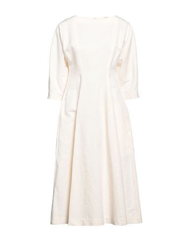 Gentryportofino Woman Midi Dress Ivory Size 8 Cotton, Linen In White