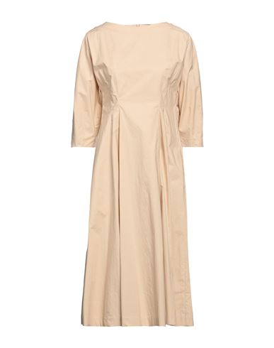 Gentryportofino Woman Midi Dress Beige Size 8 Cotton In Neutral