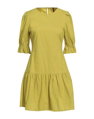 Manila Grace Woman Mini Dress Lime Green Size 4 Cotton In Green