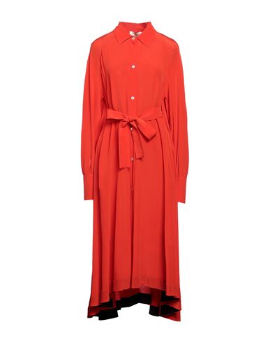 Gentryportofino Woman Midi Dress Tomato Red Size 6 Silk In Orange