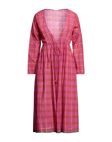 Nimbu Woman Overcoat & Trench Coat Fuchsia Size L Cotton In Pink