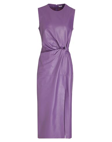 8 By Yoox Leather Drape & Knot Pencil Midi Dress Woman Midi Dress Purple Size 12 Lambskin
