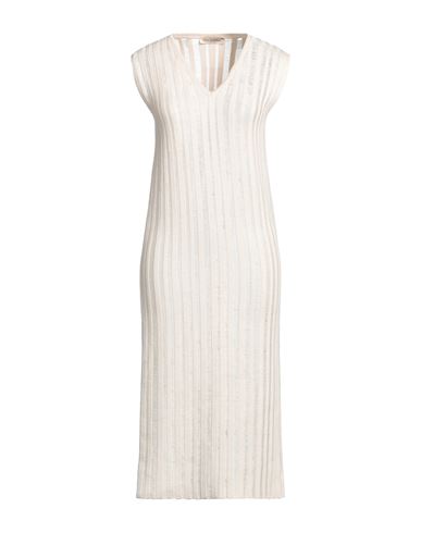 Gentryportofino Woman Midi Dress Beige Size 8 Cotton In White
