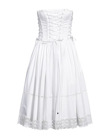 Shop Dolce & Gabbana Woman Midi Dress White Size 8 Cotton, Elastane
