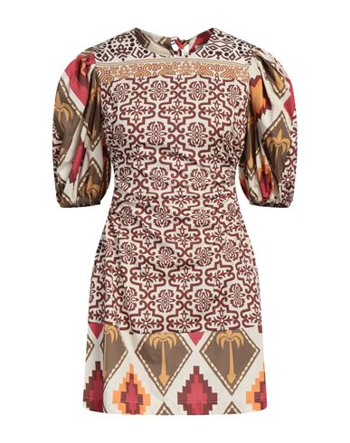 Shop Akep Woman Mini Dress Beige Size 8 Cotton