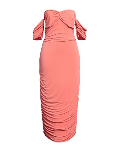 Shop Haveone Woman Midi Dress Salmon Pink Size L Polyester, Elastane
