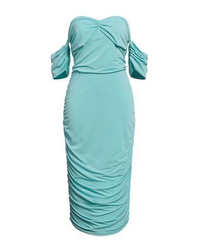 Shop Haveone Woman Midi Dress Turquoise Size L Polyester, Elastane In Blue