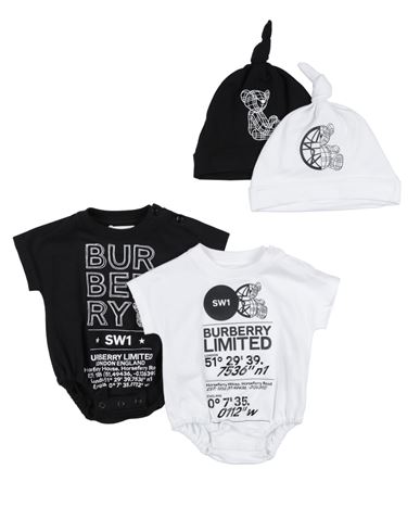 Burberry Newborn Boy Baby Accessories Set White Size 3 Cotton In Multi