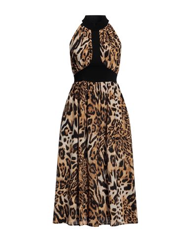 Shop Boutique Moschino Woman Midi Dress Beige Size 6 Silk, Virgin Wool, Polyamide, Elastane