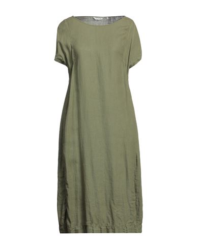 Shop Caliban Woman Midi Dress Military Green Size 10 Linen