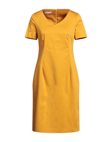 Shop Emisphere Woman Midi Dress Ocher Size 10 Cotton, Elastane In Yellow