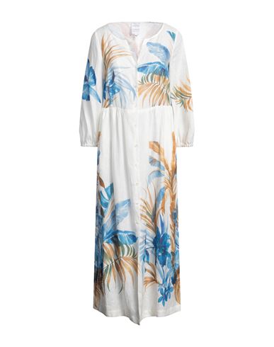 Sara Roka Woman Midi Dress White Size 4 Linen In Multi