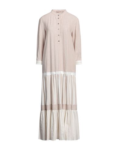 Shop Purotatto Woman Midi Dress Beige Size 6 Linen, Viscose