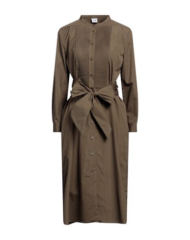 Aspesi Woman Midi Dress Military Green Size 8 Cotton In Green