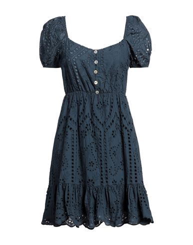Shop Vanessa Scott Woman Mini Dress Navy Blue Size M Cotton