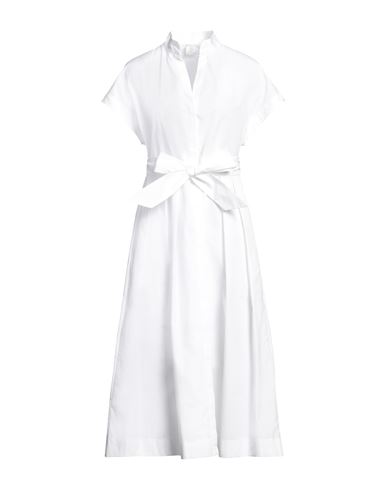 Shop Eleventy Woman Midi Dress White Size 2 Cotton
