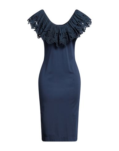 Shop Shiki Woman Midi Dress Navy Blue Size 10 Viscose, Polyamide, Elastane