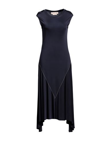 Shop Marni Woman Midi Dress Navy Blue Size 6 Viscose