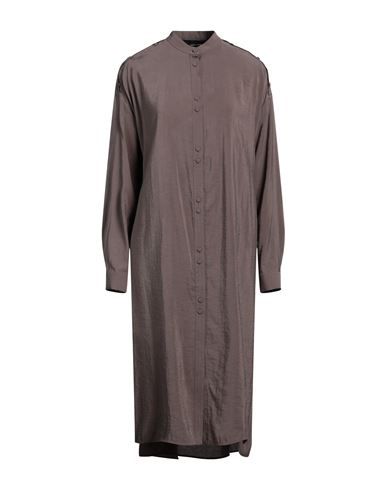 Shop Isabel Benenato Woman Midi Dress Khaki Size 4 Modal, Polyester In Beige