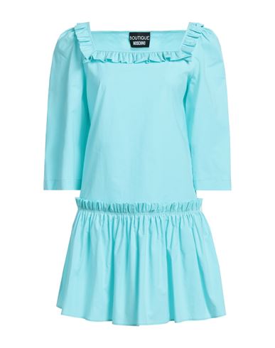 Shop Boutique Moschino Woman Mini Dress Sky Blue Size 6 Cotton, Elastane