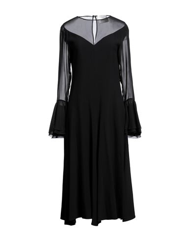 Erika Cavallini Woman Midi Dress Black Size 12 Viscose, Acetate, Polyester