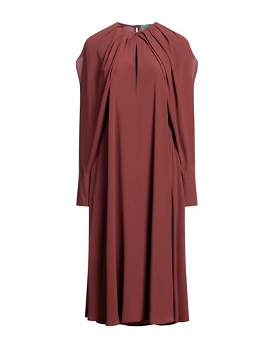 Erika Cavallini Woman Midi Dress Brown Size 12 Acetate, Silk