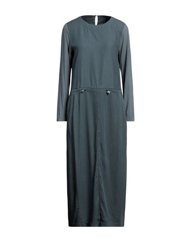 European Culture Woman Midi Dress Slate Blue Size L Lyocell, Elastane, Cotton