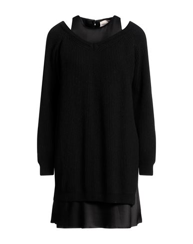 Shop Semicouture Woman Mini Dress Black Size Xl Wool, Polyamide