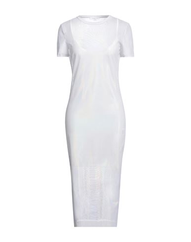 Shop Patrizia Pepe Woman Midi Dress Off White Size 2 Polyester, Elastane In Grey