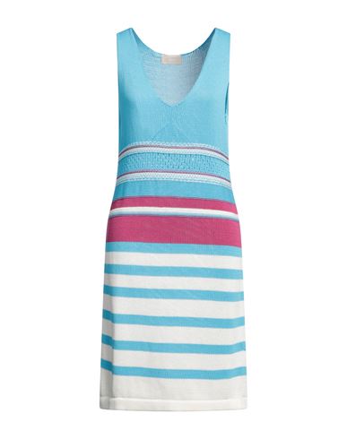 Shop Drumohr Woman Mini Dress Azure Size M Cotton In Blue