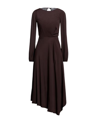 Shop Patrizia Pepe Woman Midi Dress Dark Brown Size 2 Viscose