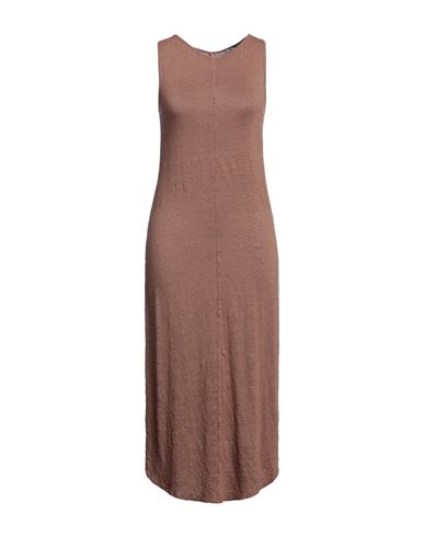 Majestic Filatures Woman Midi Dress Brown Size 1 Linen, Elastane In Brown