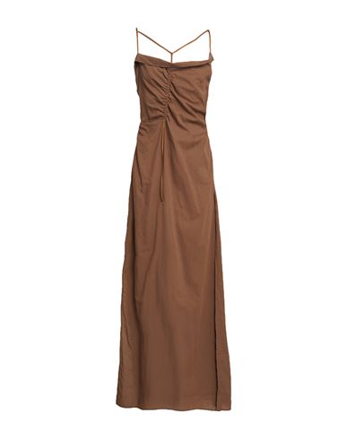 Jacquemus Gathered Long Lingerie Dress In Brown