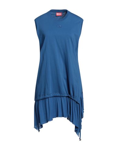 Diesel Woman Mini Dress Blue Size L Cotton In Blue