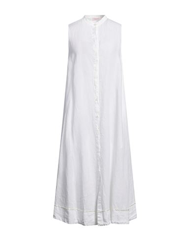 Shop Rossopuro Woman Midi Dress Off White Size M Linen