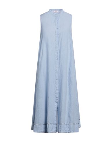 Shop Rossopuro Woman Midi Dress Sky Blue Size L Linen