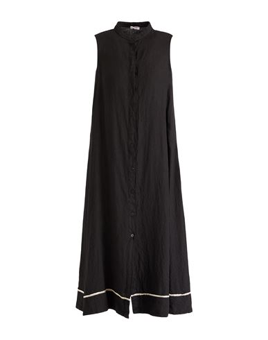 Shop Rossopuro Woman Midi Dress Black Size S Linen
