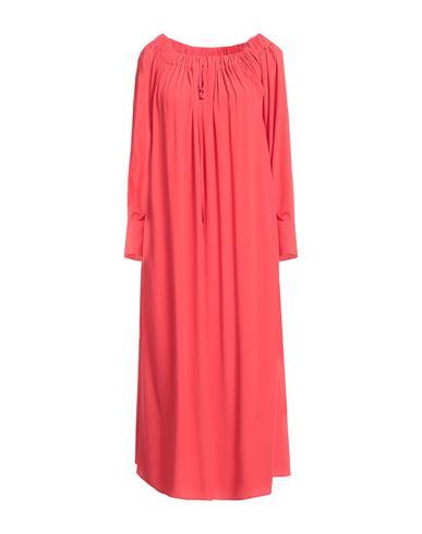 Shop Jucca Woman Midi Dress Tomato Red Size 6 Acetate, Silk