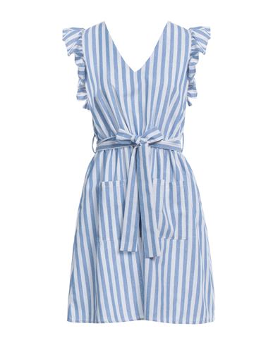 Shop Take-two Woman Mini Dress Azure Size M Cotton, Polyester In Blue