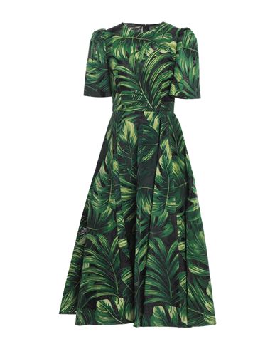 Shop Dolce & Gabbana Woman Midi Dress Green Size 12 Polyamide, Viscose, Silk