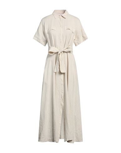Rossopuro Woman Maxi Dress Beige Size M Linen In Brown