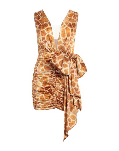 Elisabetta Franchi Woman Mini Dress Camel Size 4 Silk, Polyamide