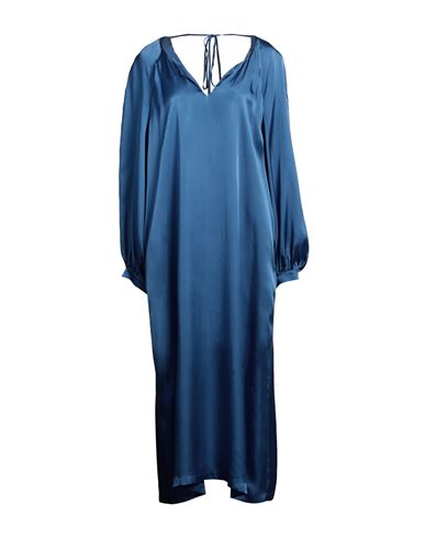 Semicouture Woman Midi Dress Slate Blue Size 6 Acetate, Silk In Blue