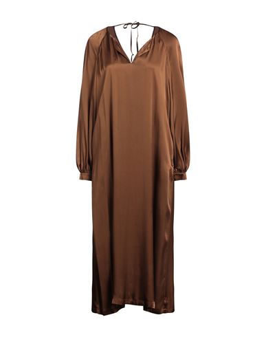 Semicouture Woman Midi Dress Brown Size 6 Acetate, Silk In Brown