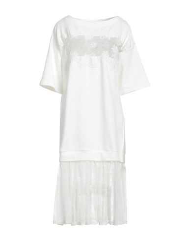 Shop Ermanno Firenze Woman Midi Dress Beige Size 6 Cotton, Polyamide